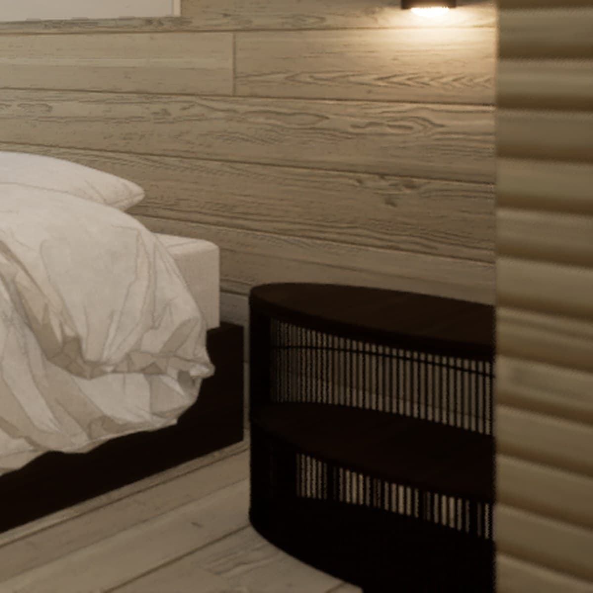 Slatted Drum Stool, MINKA · Bedroom